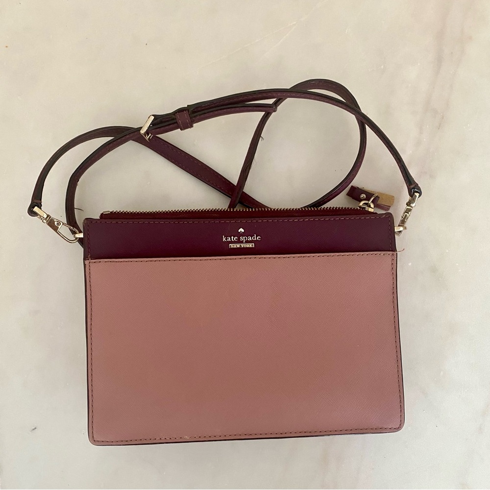 Kate Spade Two-Tone Crossbody Bag in Pink and Burgundy